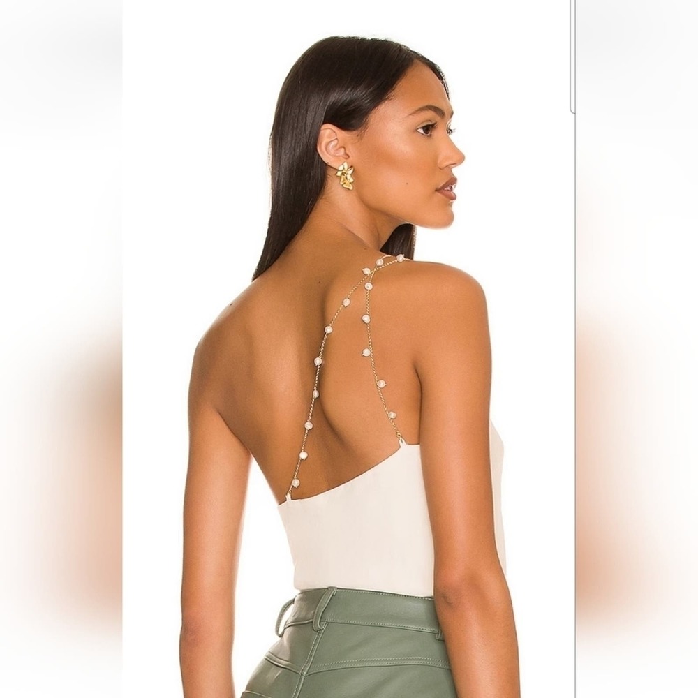 Cami NYC Tilda Linen Cami in  Ceramic Cream Size XXS One Shoulder Beaded NWT
